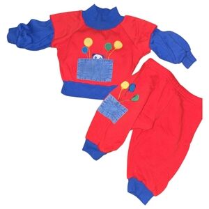 Vintage Sears Red and Blue Infant Set